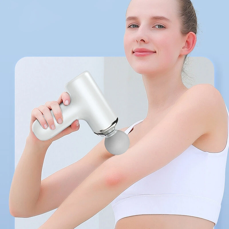 (image for) Electric Mini Muscle Massage Gun 6 Speed 4 Massage Heads Professional Vibration Massager Fitness Fascia Gun