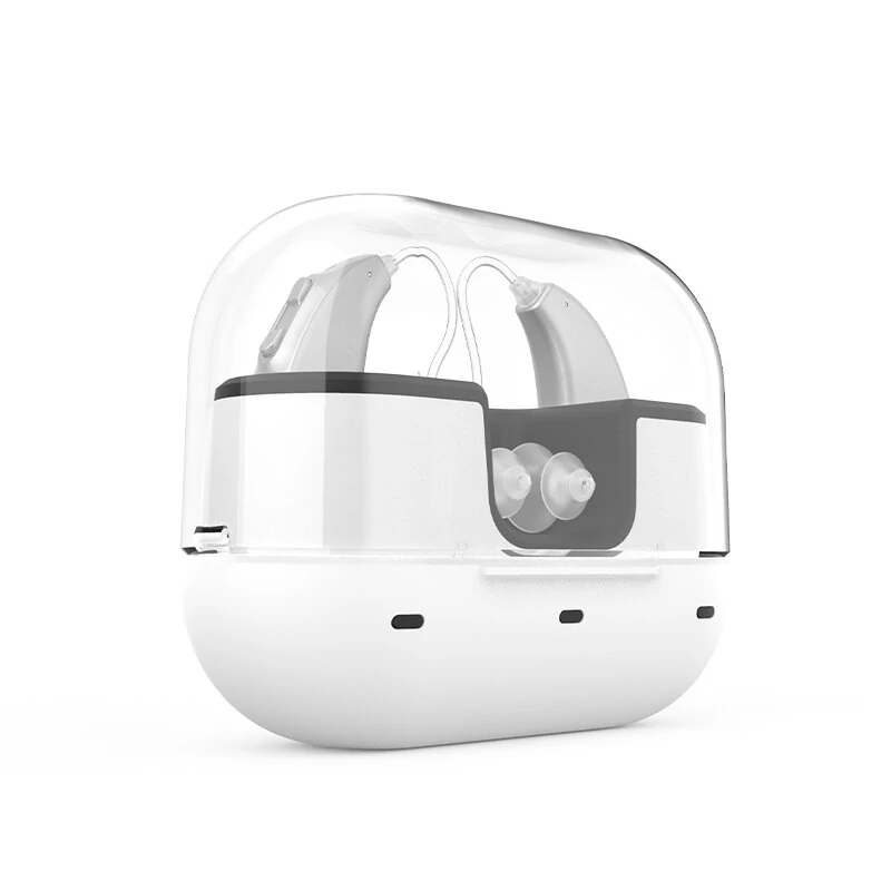 (image for) Portable Slim Rechargeable Digital In-Ear Sound Amplifier with Charging Case Hearing Earphones